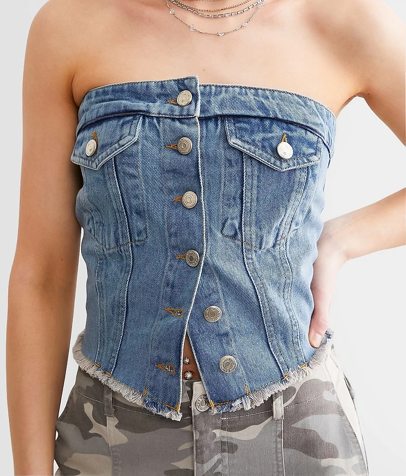 Denim Corset Tube Top