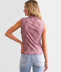 Shirred Lace Tank Top