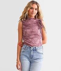 Shirred Lace Tank Top