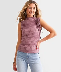 Shirred Lace Tank Top