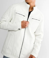 Faux Leather Hooded Jacket