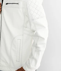 Faux Leather Hooded Jacket