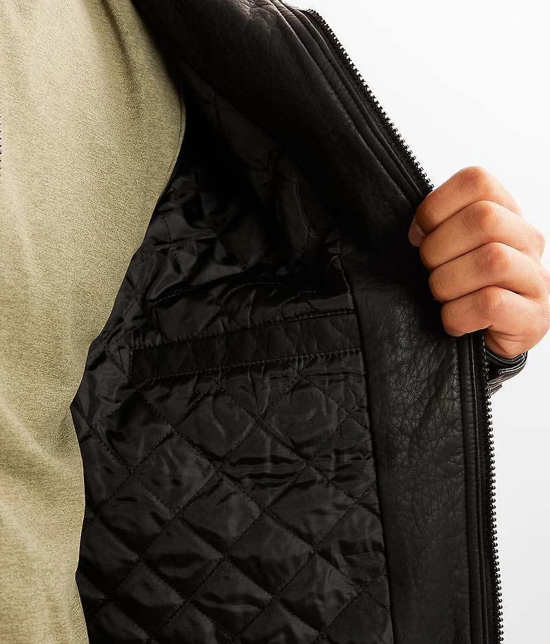 Faux Leather Hooded Jacket