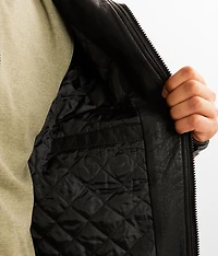Faux Leather Hooded Jacket