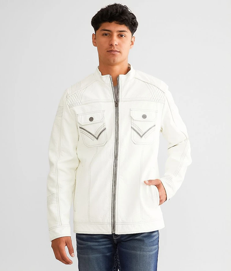 Faux Leather Distressed Jacket