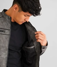 Faux Leather Hooded Jacket