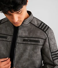 Faux Leather Hooded Jacket