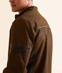 Faux Leather Hooded Jacket