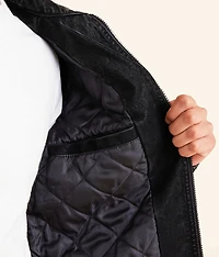 Distressed Faux Suede Jacket