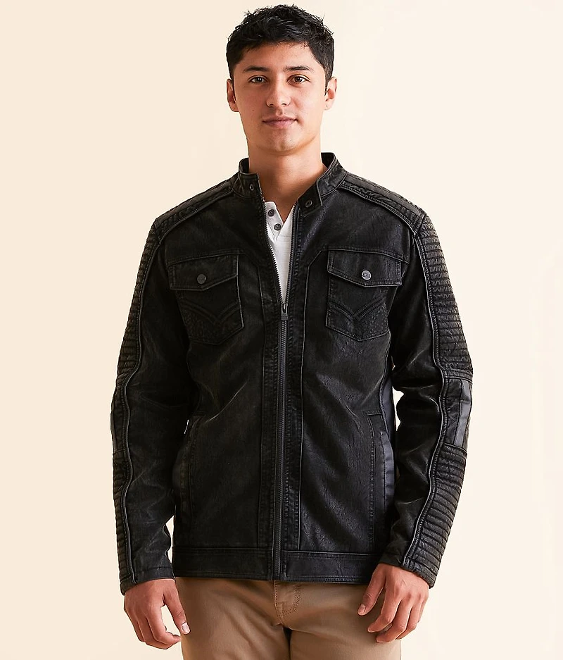Distressed Faux Suede Jacket