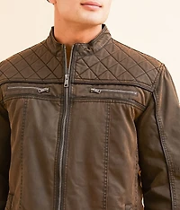 Antique Quilted Faux Leather Jacket