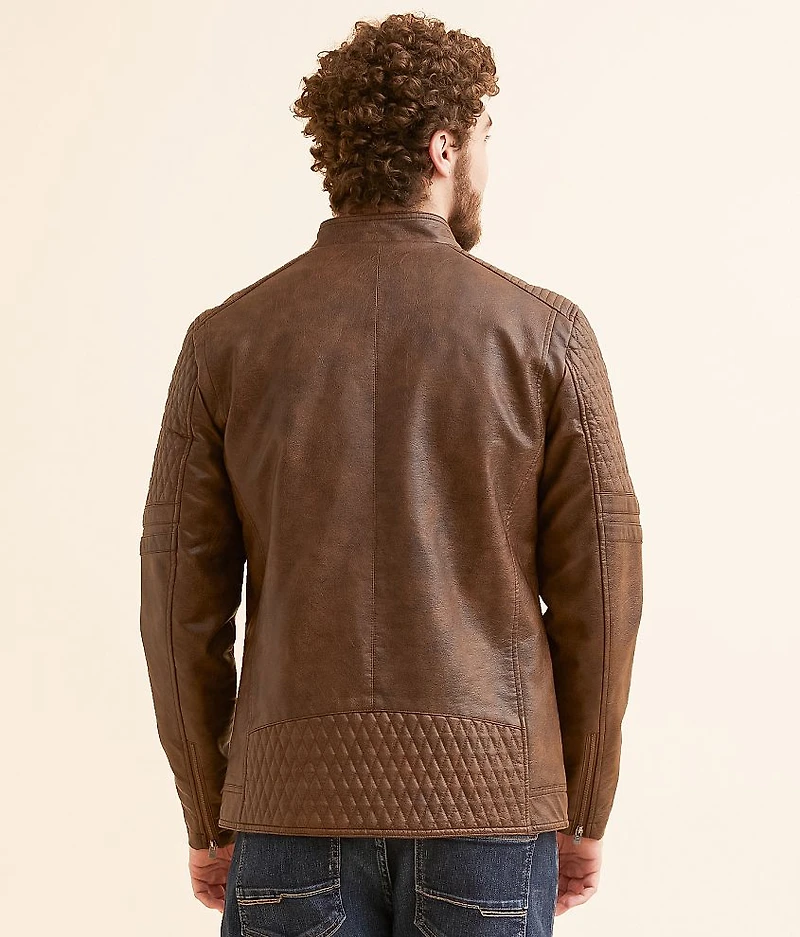 Distressed Faux Leather Jacket