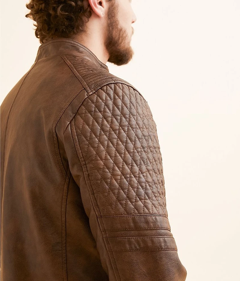 Distressed Faux Leather Jacket