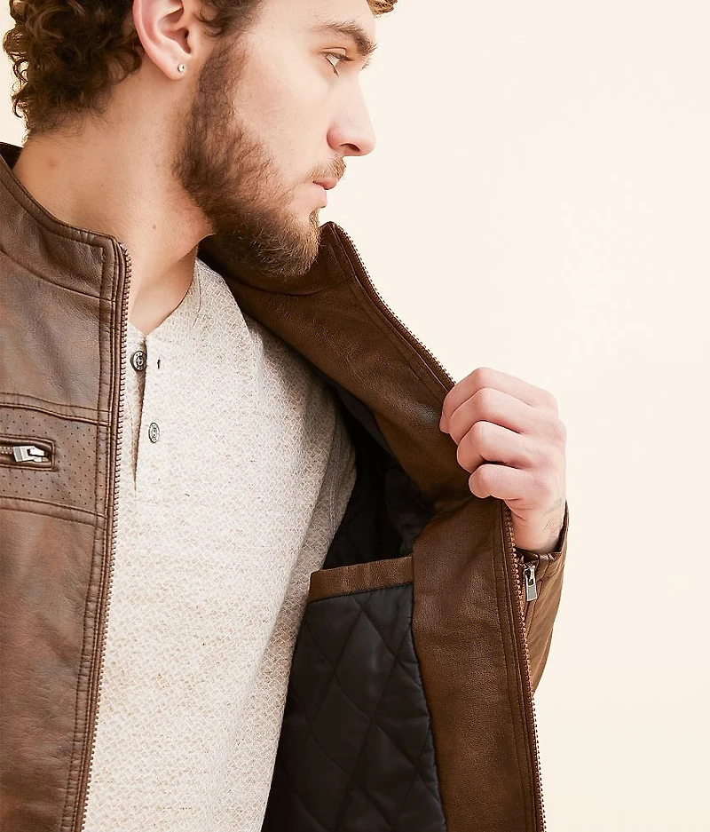 Distressed Faux Leather Jacket