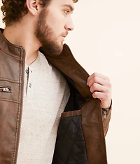 Distressed Faux Leather Jacket