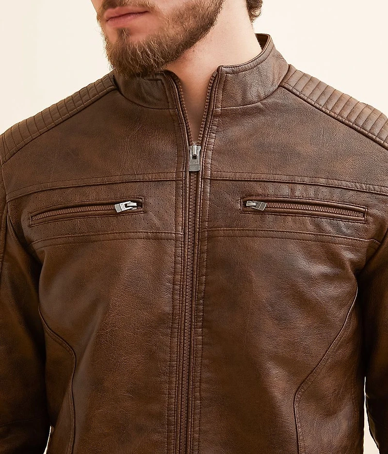 Distressed Faux Leather Jacket