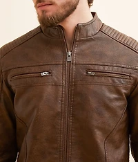 Distressed Faux Leather Jacket