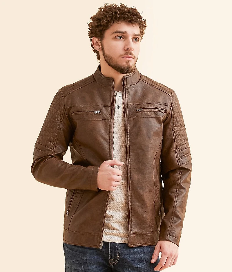 Distressed Faux Leather Jacket