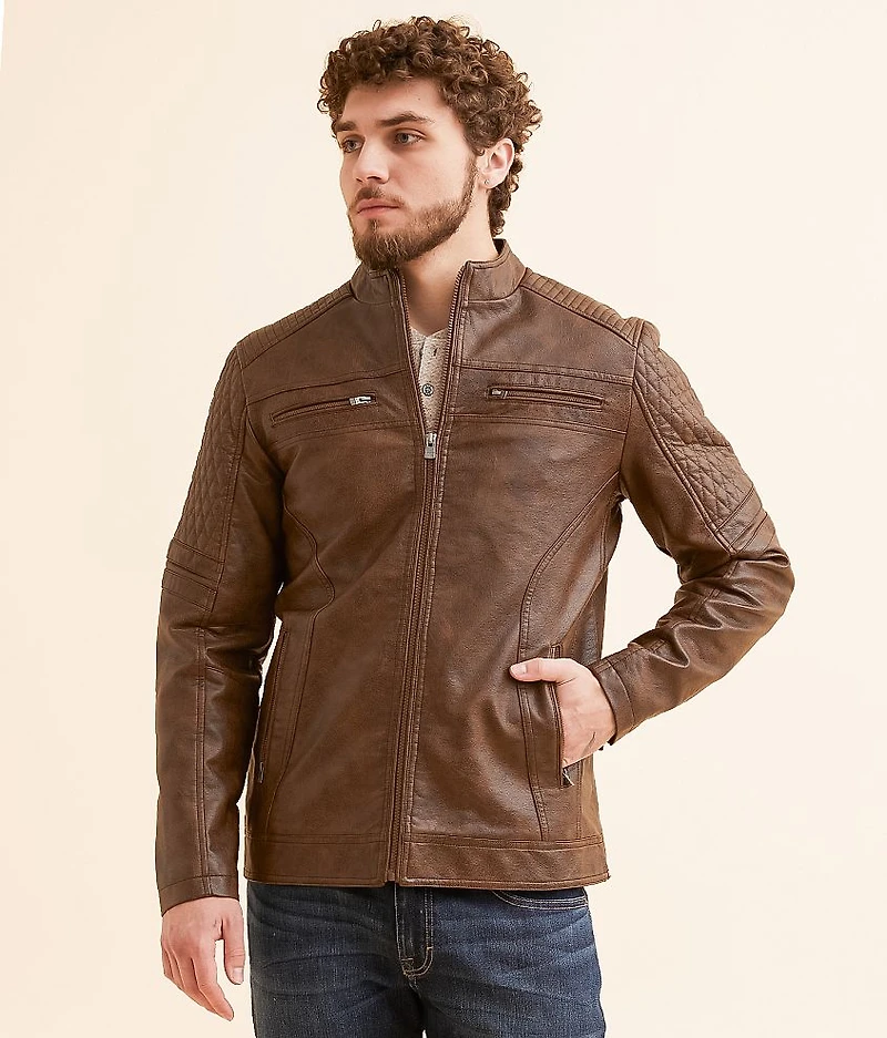 Distressed Faux Leather Jacket