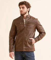 Distressed Faux Leather Jacket