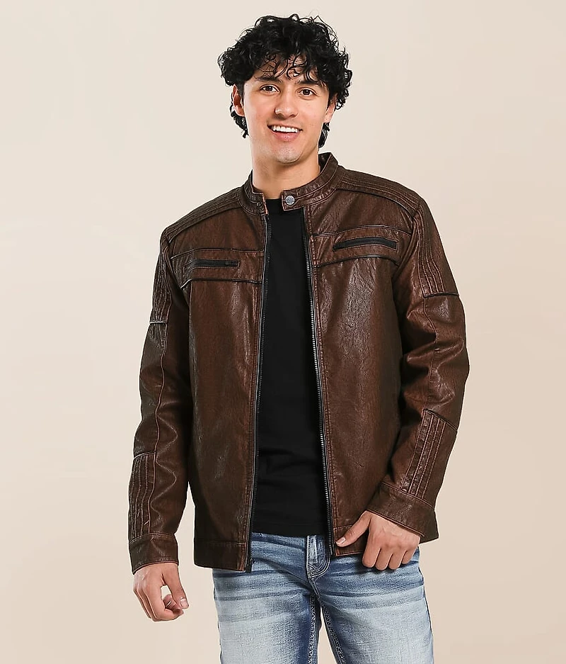 Distressed Pleather Jacket