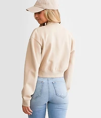 Cropped Knit Bomber Jacket