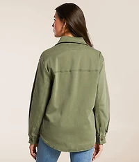 Washed Stretch Denim Shacket