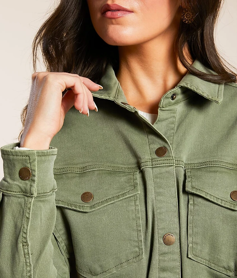 Washed Stretch Denim Shacket
