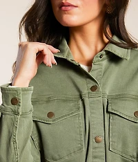 Washed Stretch Denim Shacket