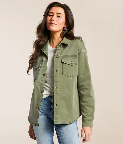 Washed Stretch Denim Shacket