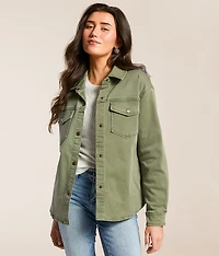 Washed Stretch Denim Shacket