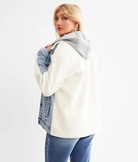 Pieced Sherpa Denim Hooded Jacket