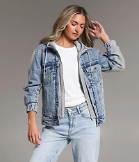 Pieced Denim Hooded Jacket