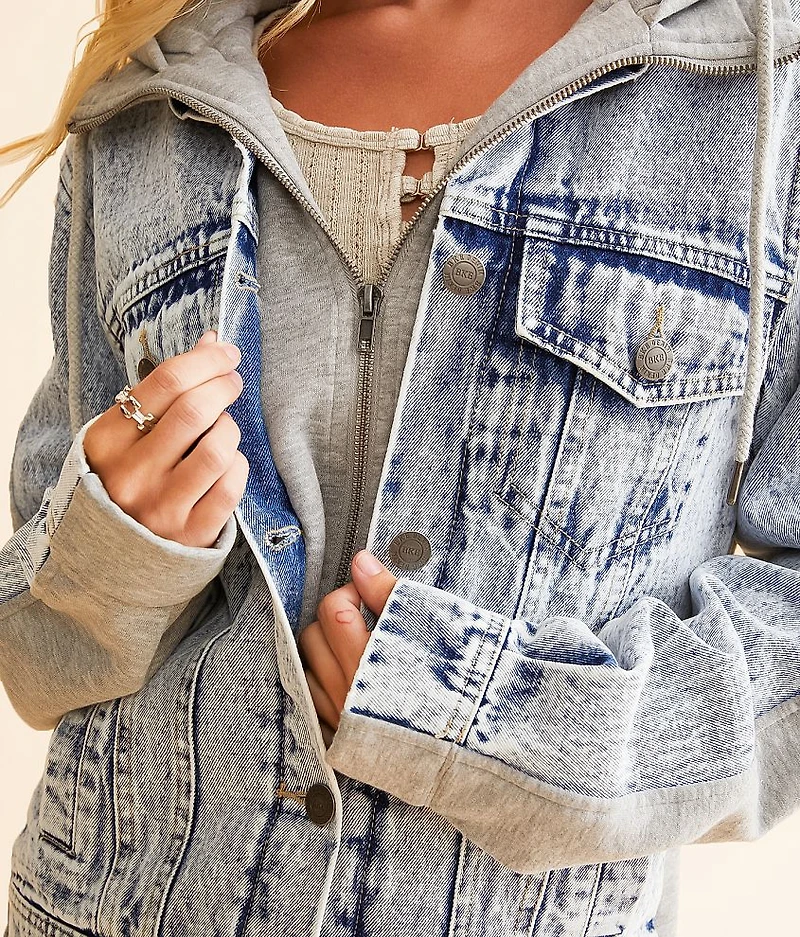 Pieced Denim Hooded Jacket