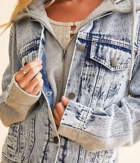 Pieced Denim Hooded Jacket