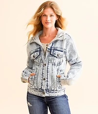 Pieced Denim Hooded Jacket