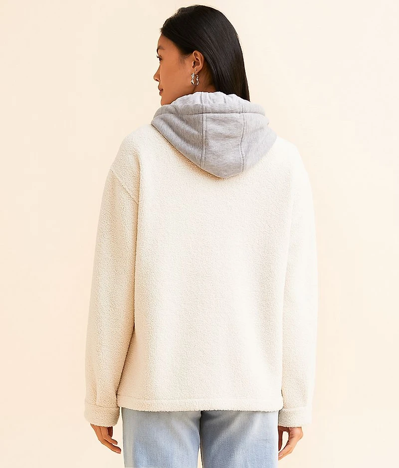 Pieced Sherpa Denim Hooded Jacket