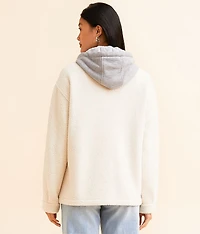 Pieced Sherpa Denim Hooded Jacket