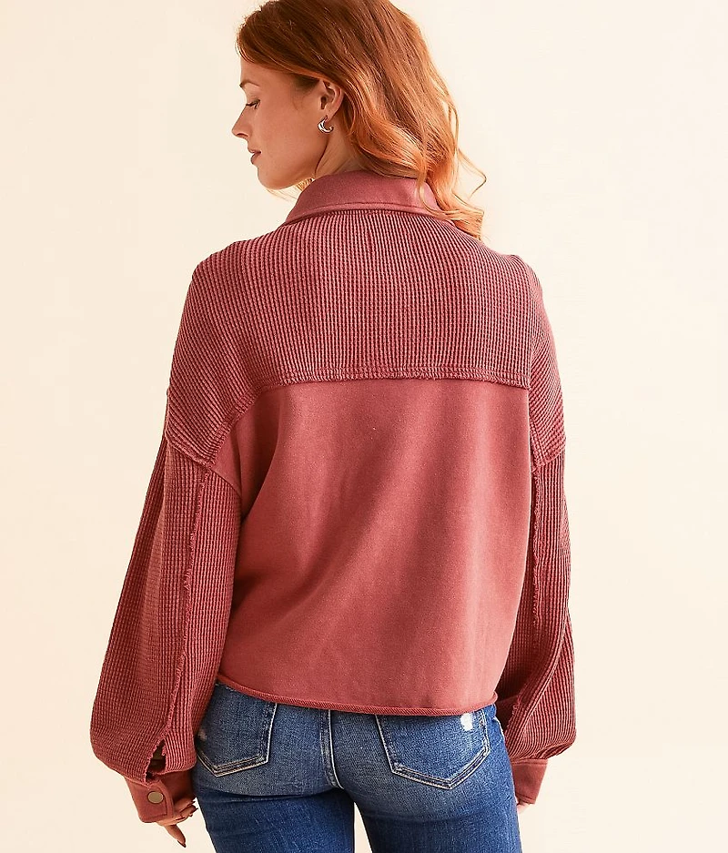 Pieced Waffle Knit Shacket
