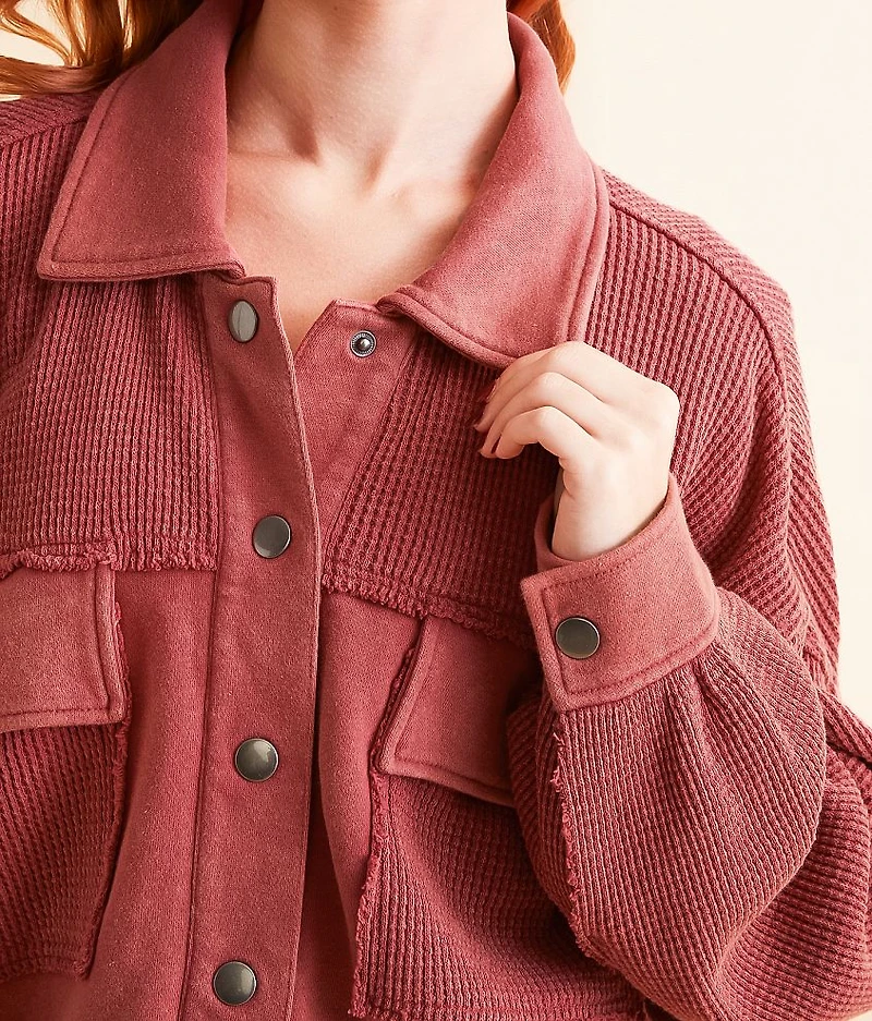 Pieced Waffle Knit Shacket