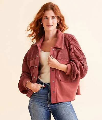 Pieced Waffle Knit Shacket