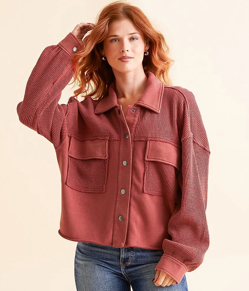 Pieced Waffle Knit Shacket