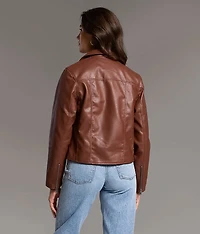 Asymmetrical Faux Leather Moto Jacket