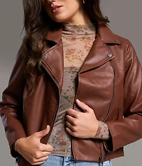 Asymmetrical Faux Leather Moto Jacket