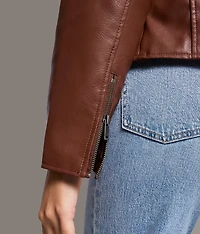 Asymmetrical Faux Leather Moto Jacket