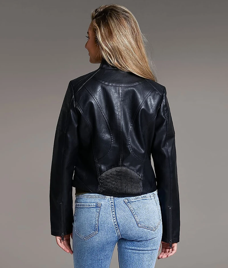 Faux Leather Moto Jacket