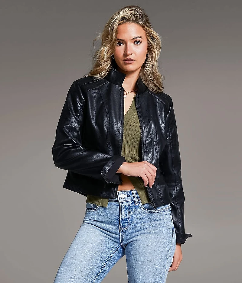 Faux Leather Moto Jacket