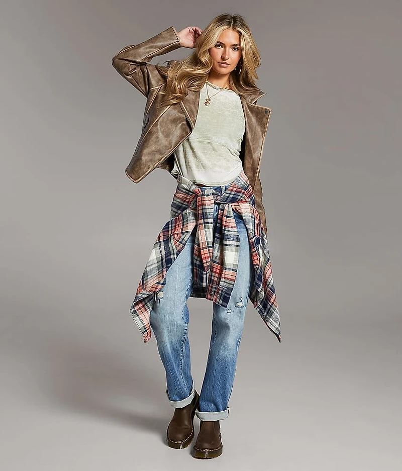 Asymmetrical Faux Leather Moto Jacket