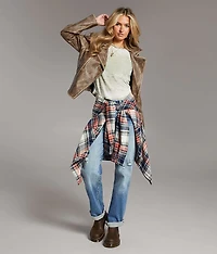 Asymmetrical Faux Leather Moto Jacket