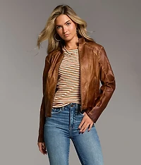 Faux Leather Moto Jacket
